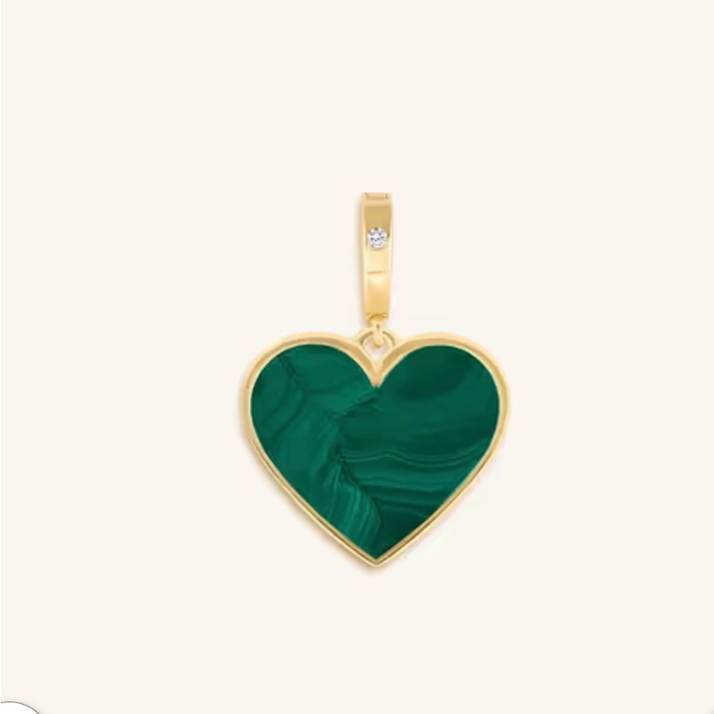 Karma & Luck Emerald Malachite Green Heart Necklace in Gold Setting